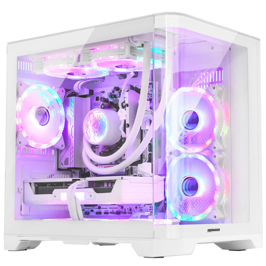 HOENGAGER Gleaming Prebuilt Gaming PC Desktop - AMD Ryzen 7 9700X - GeForce RTX 5060 (8GB) - 32GB DDR5 6000MHz - 1TB PCIe NVMe SSD - White Gaming Case, RGB Fans, Wi-Fi, Win 11