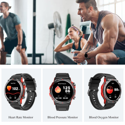 Smart Watch, 1.43''AMOLED 45mm Military Smartwatch Men Women Answer/Make Call, Digital Fitness Watch, 110+ Sports, Blood Pressure, Heart Rate, Stress Monitor Sports Watch for Android or iOS