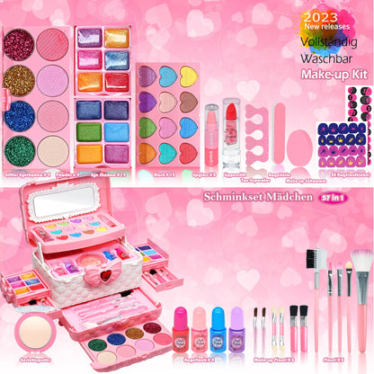 EVACOK Kids Makeup Sets For Girls - Children Makeup Sets For Girls Washable Make Up Set, Childrens Princess Play Games Toys Presents, Little Girl Birthday Gifts Set For Age4-12 Year Old (EVACOK-11)