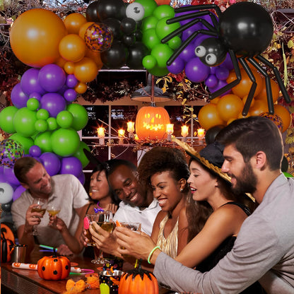 116Pcs Halloween Balloons Black Orange Purple Green Latex Balloons Eye Balloons with BOO Foil Balloon for Halloween Party Decorations