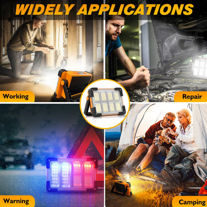 LED Rechargeable Work Light, LED Spot Light with USB Port, Portable Floodlight with 4 Modes, Security Lights Waterproof for Fishing, Hiking, Repairing, Emergency