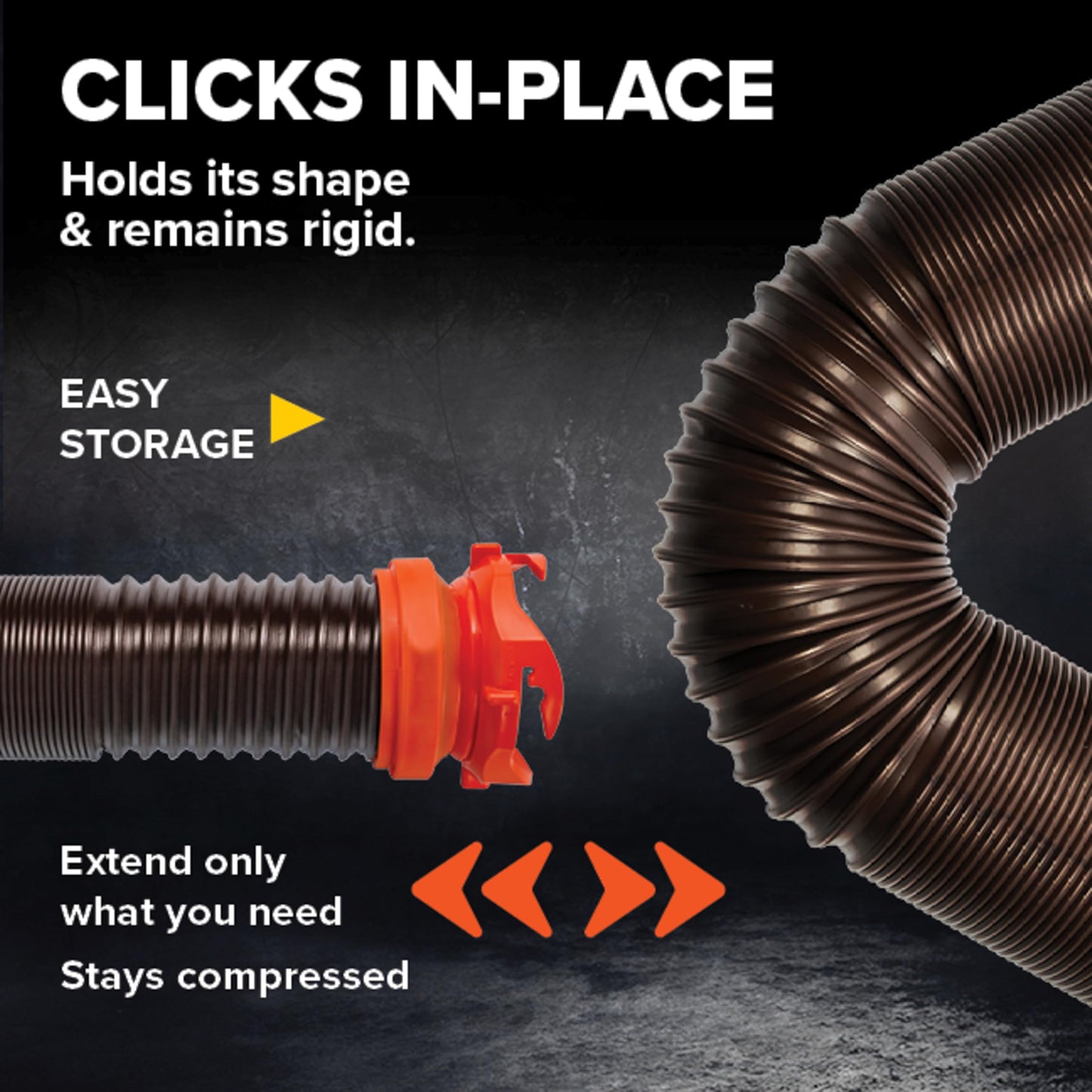 Camco RhinoFLEX 15-Ft RV Sewer Hose Kit - Features Clear Elbow Fitting w/Removable 4-in-1 Adapter - Connects to 3” Slip or 3”/3.5”/4” NPT Threaded Sewer Connection (39770)