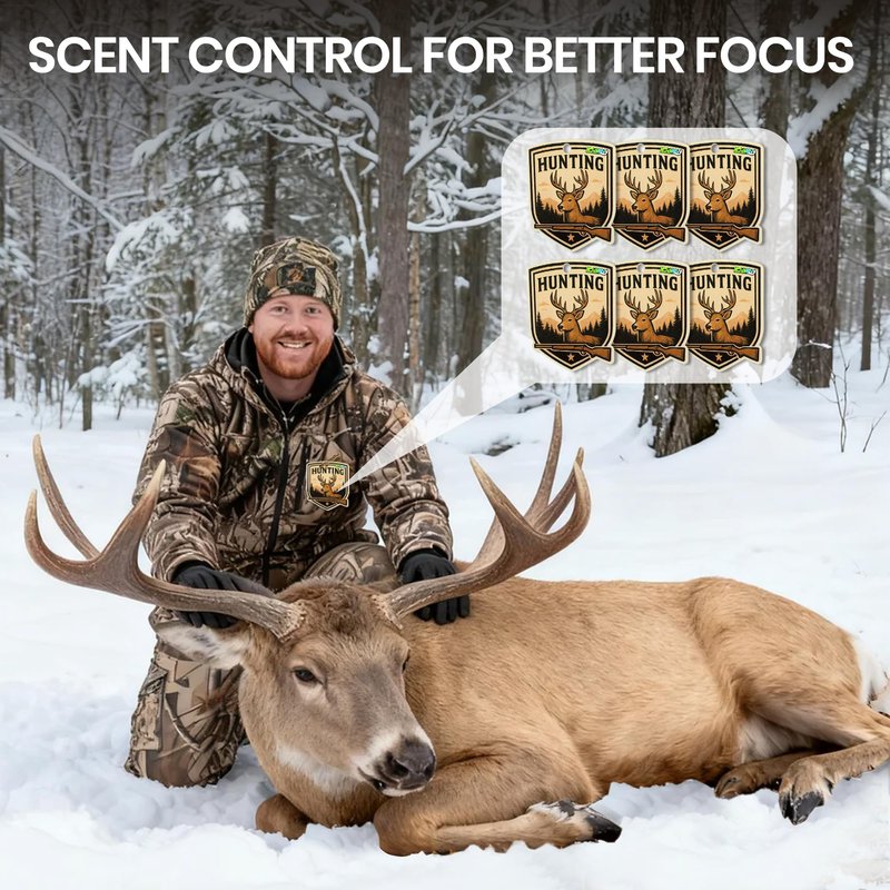 HappyAlley 6 Pack Cover Scent for Deer Hunting, Human Scent Eliminating, Deer Hunting Essentials, Long-Lasting Fresh Aroma, Odor Control Blocker with 3 Safety Pins & 1 Elastic Cord