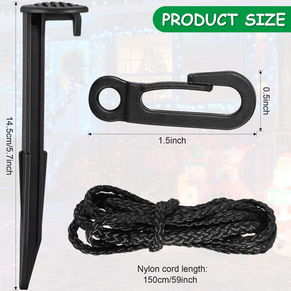 Blulu 36 Pieces Inflatable Stakes with Tethers & Hooks Plastic Tent Tie Down Stakes Float Anchors Inflatables for Christmas Halloween Garden Yard Lawn Decorations