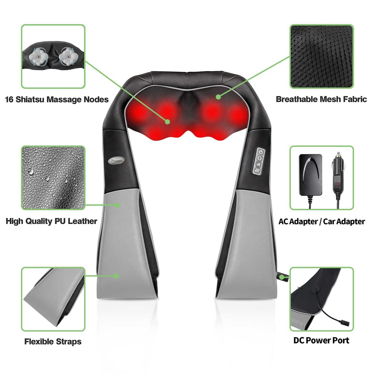 cotsoco Neck Massager,Shiatsu Shoulder and Back Massager with Heat, Electric Deep Tissue Massage Pillow for Body Muscle Pain Relief,Best Gifts Mom Dad Women Men,Home, Office Car Use