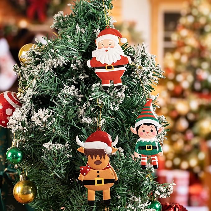 Christmas Tree Ornaments Set of 12 Metal Long-Lasting Festive Holiday Ornament for Seasonal Display-Christmas Party Decorations for Mantel,Shelves, Home Accents