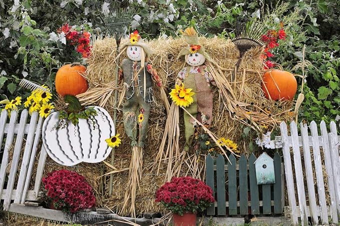 Metal Pumpkin Stakes Yard Signs Fall Decor Decorative Garden Stake Lawn Pumpkins Ornaments Outdoor Autumn Decoration for Harvest Halloween Thanksgiving (26" H White)