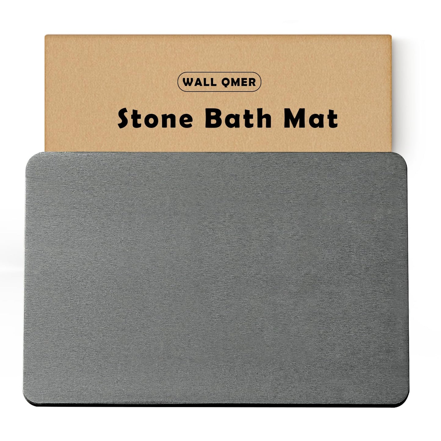 WALL QMER Stone Bath Mat, Diatomaceous Earth Shower Mat, Fast Drying, Super Absorbent, Anti-Slip Stone Bath Mats for Bathroom, Kitchen, Easy to Clean, (23.5"x15.5", Slate)