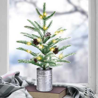 Small Christmas Tree 24 inch Mini Christmas Tree Pre-lit with 60 Lights Rustic Style Tabletop Tree 2 ft