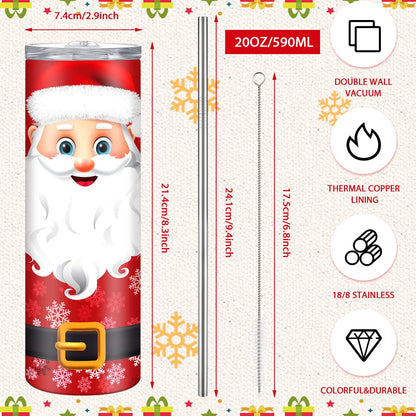 Maxdot 4 Pcs Christmas Tumbler with Lid and Straw Stainless Steel Christmas Cup Double-Insulated Water Travel Mug Vacuum Tumbler with Cleaning Brush Xmas Gift(Vivid Style,Red/green/white)