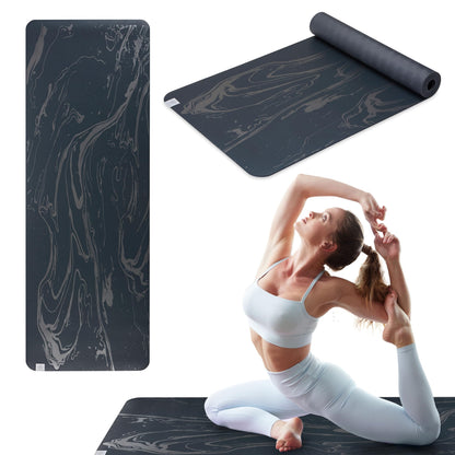 Gaiam Dry-Grip Yoga Mat - 5mm Thick Non-Slip Exercise & Fitness Mat for Standard or Hot Yoga, Pilates and Floor Workouts - Cushioned Support, Non-Slip Coat - 68 x 24 Inches