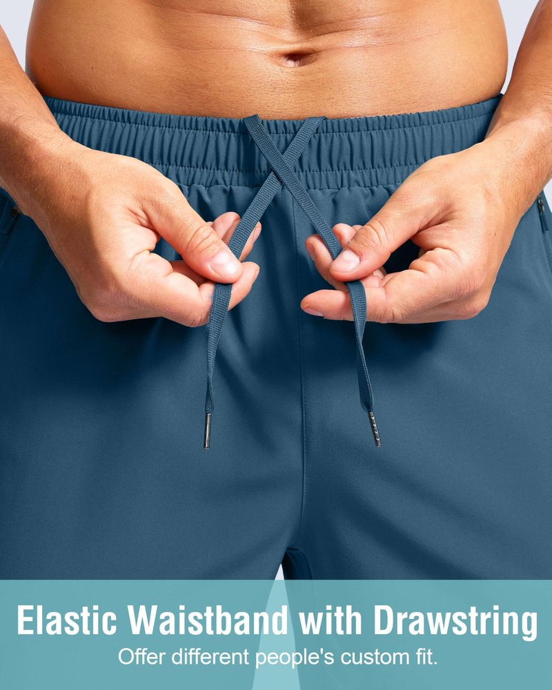 G Gradual Men's Athletic Running Shorts with Zipper Pockets Quick Dry 7"/ 5"/ 9" Workout Gym Shorts for Basketball Hiking(Dusty Blue,5M)