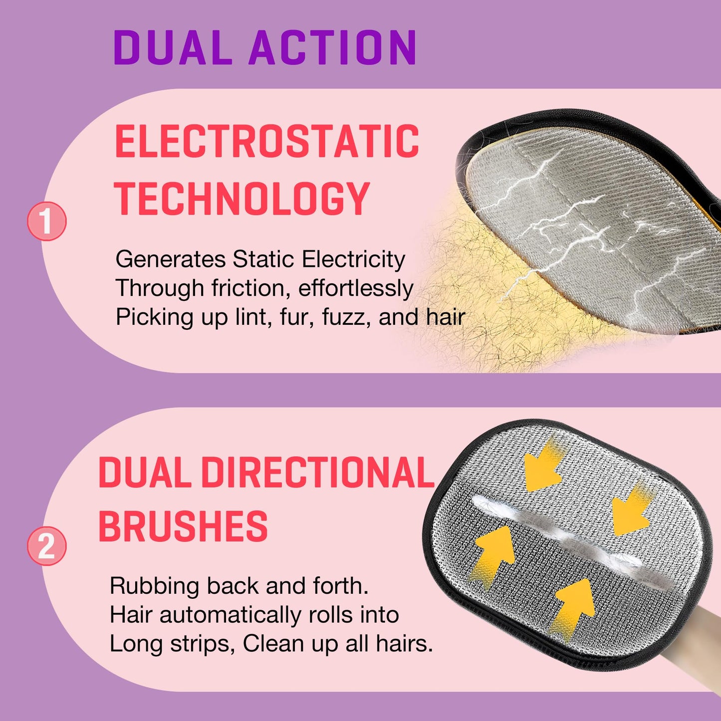 Jioroos Pet Hair Remover Gloves for Cats & Dogs, Electrostatic Pet Hair Removal Gloves Brush for Pets Hair, Upgraded Animal Fur Removal Tool, Reusable Cats & Dogs Grooming Gloves for Hair Removal (1)