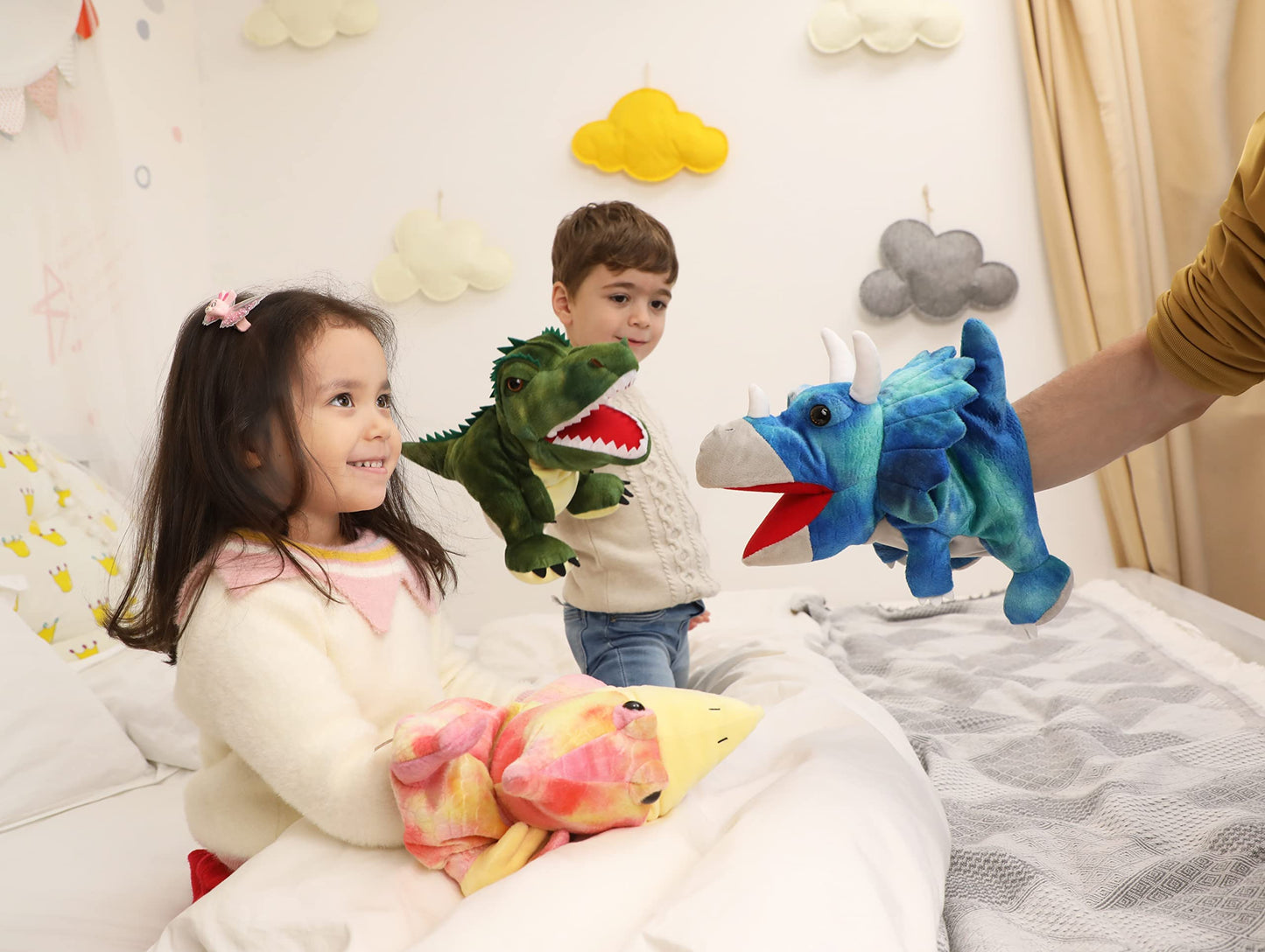 Hand Puppets Dinosaur Puppets for Kids, Dinosaur Toys for Boys Girls, Plush Dinosaur Stuffed Animal Story Toys Gifts for 3-6 Year Old Boy (T-Rex)