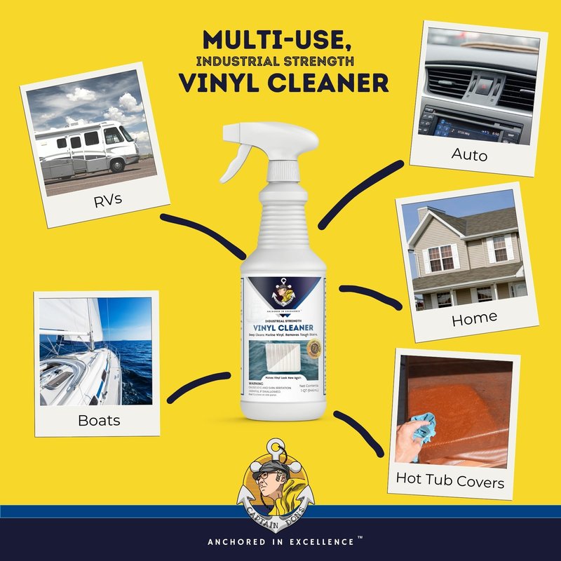 Captain Don's Industrial Strength Boat Cleaner, 32 OZ - Vinyl Boat Seat Cleaner, Boat Upholstery Cleaner, Boat Cleaning Supplies, Boat Carpet Cleaner, Deep Cleans Boat Vinyl & Removes Tough Stains