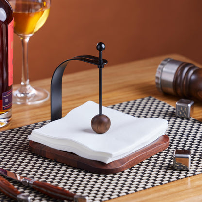 Celestree North American Black Walnut Napkin Holder Duty Solid Wood Tabletop Organizer Fits 5-7" Napkins Perfect for Table, Office, Restaurant, Home Decor Outdoor Use, Warm Gift Idea
