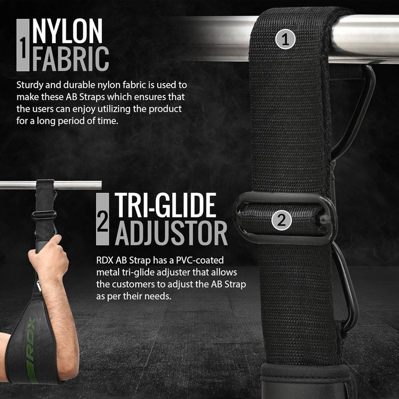 RDX AB Straps for Pull Up Bar - Maya Hide Leather Arm Support Slings for Abdominal Muscle Building | Padded D-Ring Design
