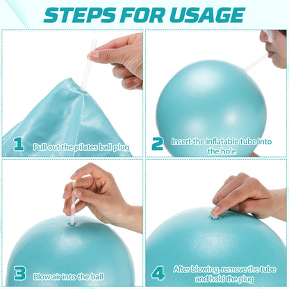 jjshund 25cm Pilates Ball, 9,8 Inch Small Exercise Mini Yoga Gym Ball for Home Gym Pilates, Yoga, Balance, Core Training, Stability, Stretching with Inflation Straw