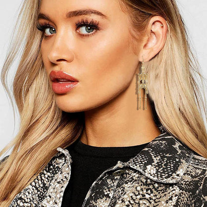 CEALXHENY Halloween Earrings Skull Skeleton Earrings for Women Halloween Party Outfits Jewelry Accessories Gifts (Gold)