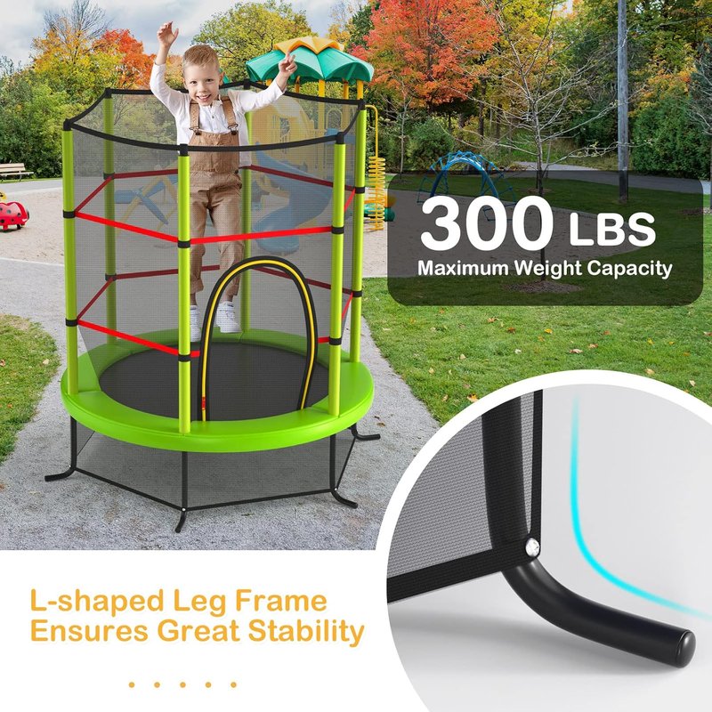 GYMAX Toddler Trampoline - 55” Kids Trampoline with Safety Enclosure Net & Seamless Jumping Mat | ASTM Approved for Indoor/Outdoor Fun
