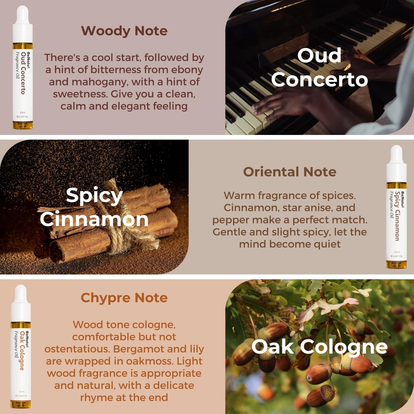Benatu Gentleman Premium Fragrance Oils Set for Diffuser, Candle, Soap Making - Men Scents Aromatherapy Perfume Oil Gift for Home (Tobacco, Rum, Leather, Ebony, Spice Cinnamon, Oak Cologne) 6 Pcs