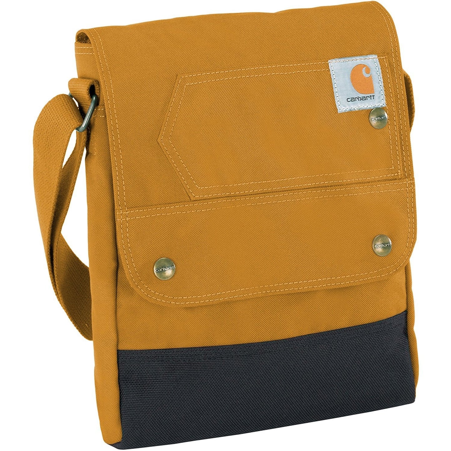 Carhartt, Durable, Adjustable Crossbody Bag With Flap Over Snap Closure, Brown