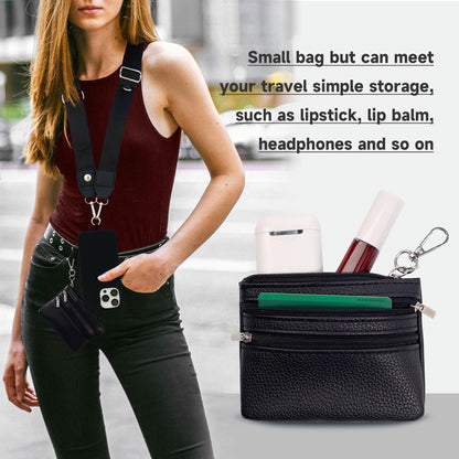 2 Pack Clip and Go Strap for Phone with Wallet Crossbody - Phone Strap Crossbody with Zippered Pouch, Multifuctional Adjustable Cell Phone Lanyard for Going out