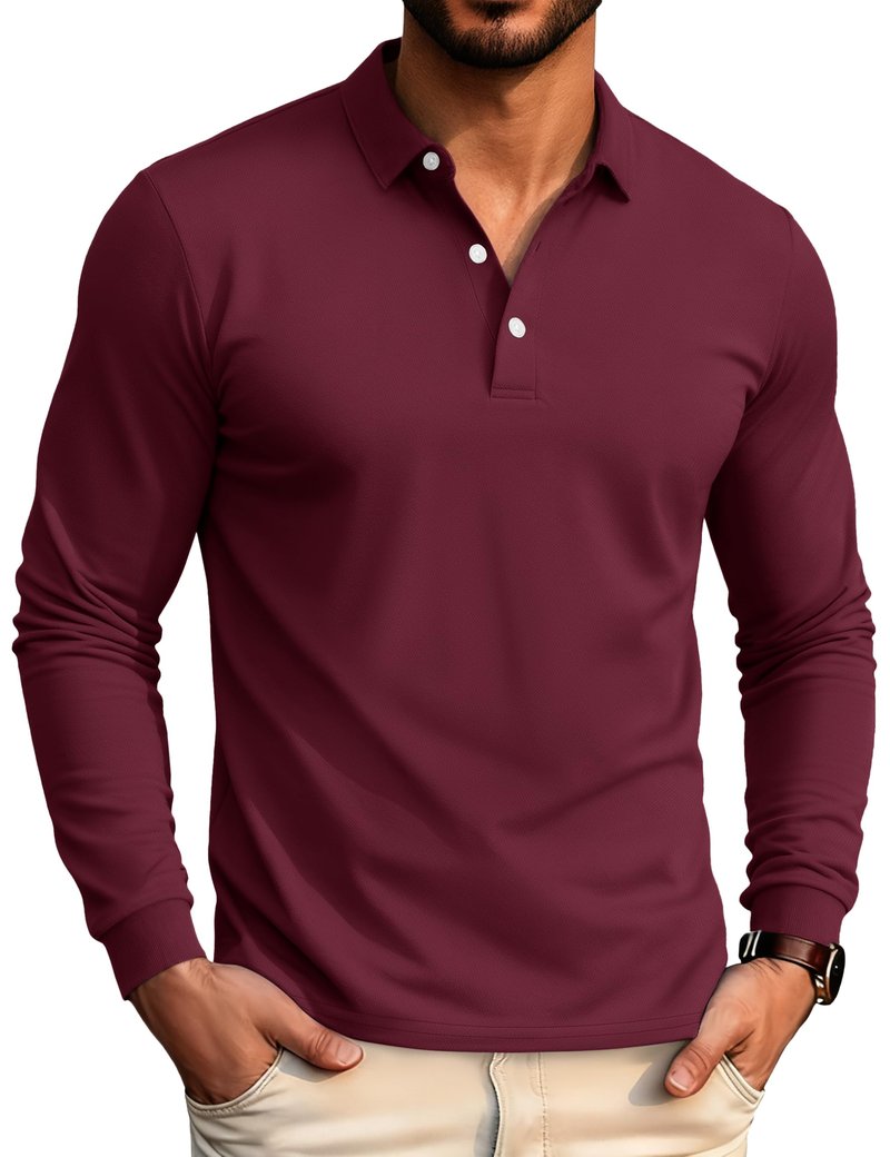MAGCOMSEN Men's Polo Shirts Long Sleeve Casual Collared Golf Shirts Dry Fit Lightweight Performance Moisture Wicking Work Polos