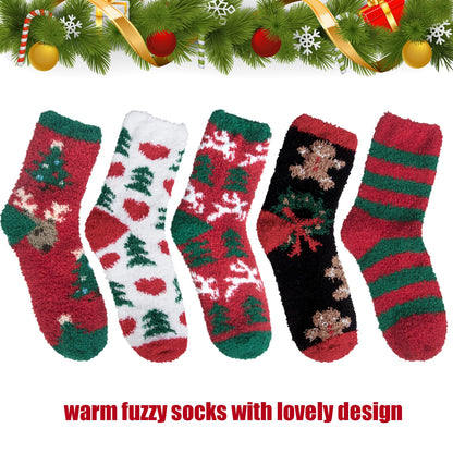 iCamter 5 Pairs Womens Fluffy Fuzzy Socks Cute Warm Winter Slipper Cozy Socks for Women