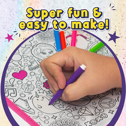 PURPLE LADYBUG Colour Your Own Messenger Bag Kit - Creative Craft Gift with 6 Vibrant Markers for Girls Aged 6-12, Perfect for Birthdays and Year-Round Fun in Arts and Crafts, Great Gift Idea