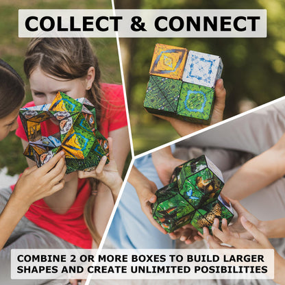 SHASHIBO Shape Shifting Box - Award-Winning, Patented Fidget Cube w/ 36 Rare Earth Magnets - Transforms Into Over 70 Shapes, Download Fun in Motion Toys Mobile App (Wild Series - Jungle)
