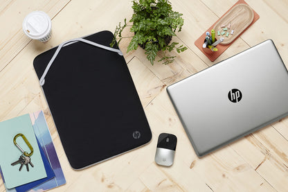 HP 14.1 Inch Black & Silver Protective Reversible Laptop Notebook Sleeve Case, Slim, Prevent Scratching, Zip-Free, Compatible With laptops Up To 14.1 Inch Including MacBook, HP Pavilion, Chromebook