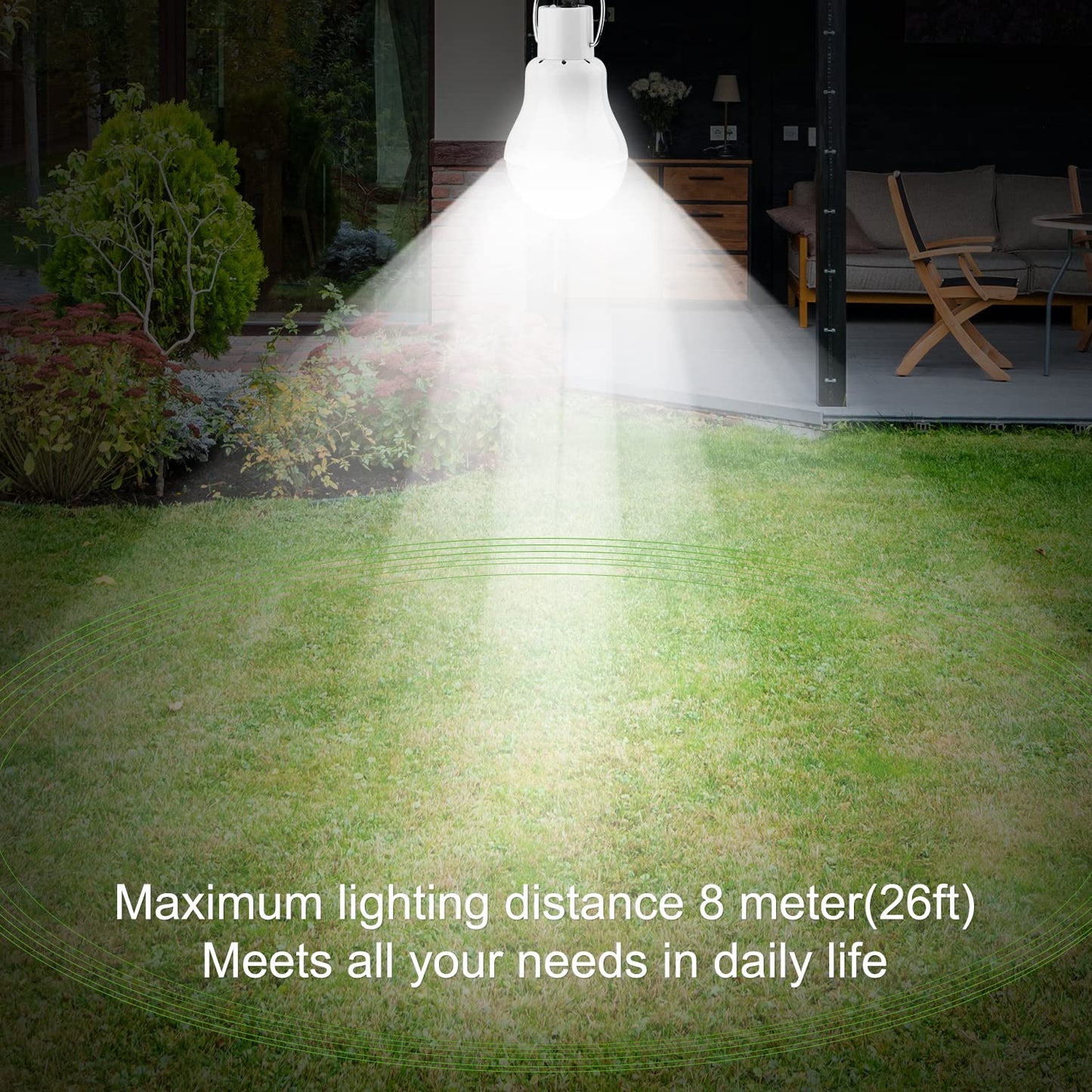 2 Pack Solar Powered Led Shed Light Bulb, TechKen Portable Lantern Lamp with Panel for Indoor Outdoor Kitchen Garden Patio Yard Hiking Camping Tent Fishing (UK4)