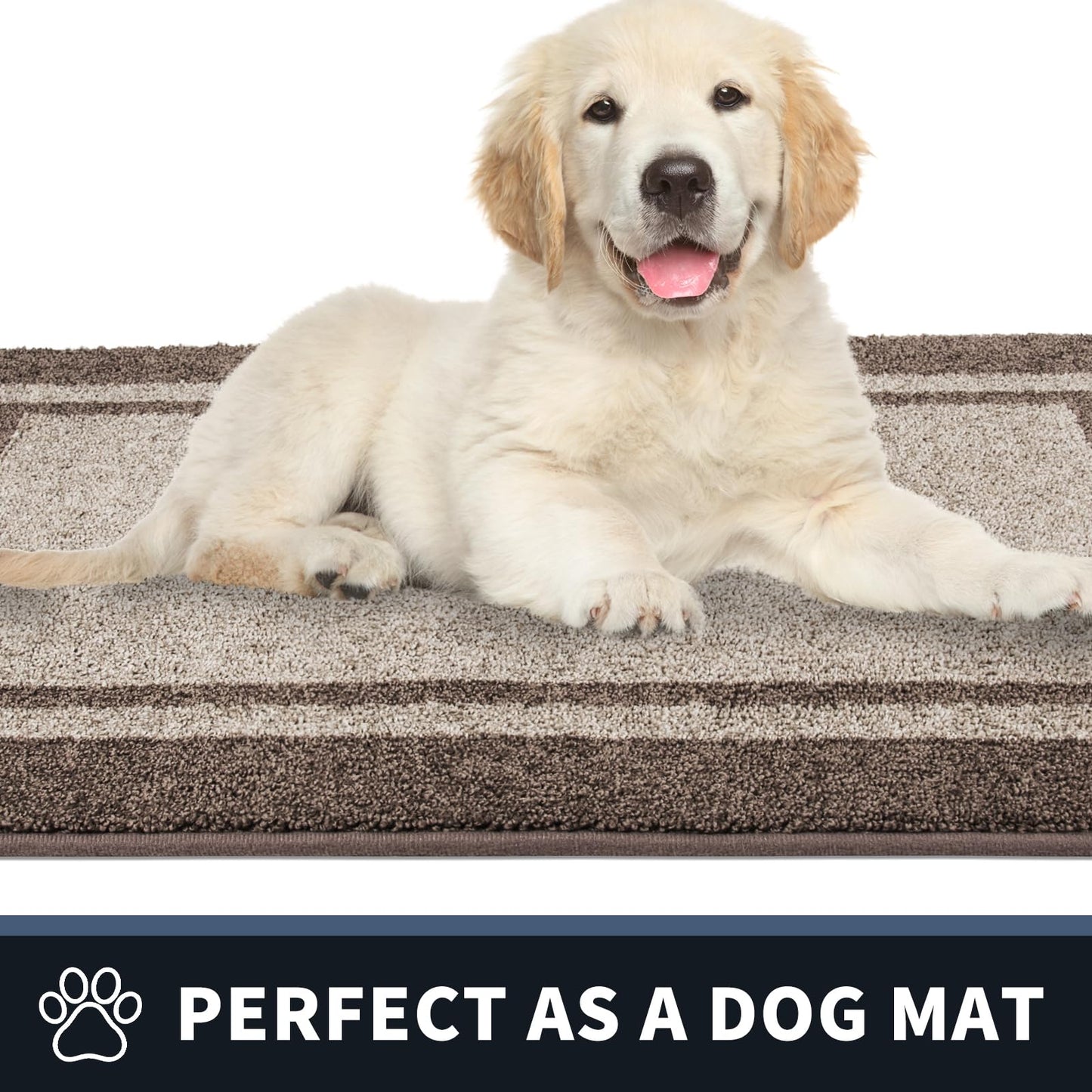 PURRUGS Dirt Trapping Door Mat 20" x 32", Non-Slip Machine Washable Entryway Rug, Entrance Mat, Indoor Front Door Mat, Super Absorbent Entry Rug for Muddy Shoes & Paws, Beige & Grayish Brown