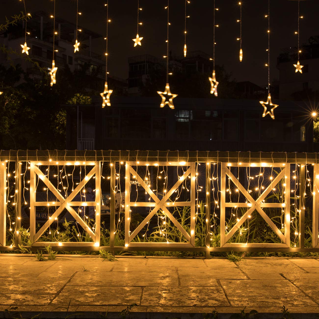 AWQ 12 Stars 138 LEDs Fairy Lights Star String Lights Star Curtain Lights 8 Modes for Christmas Wedding Home Garden Bedroom Indoor Outdoor Decor