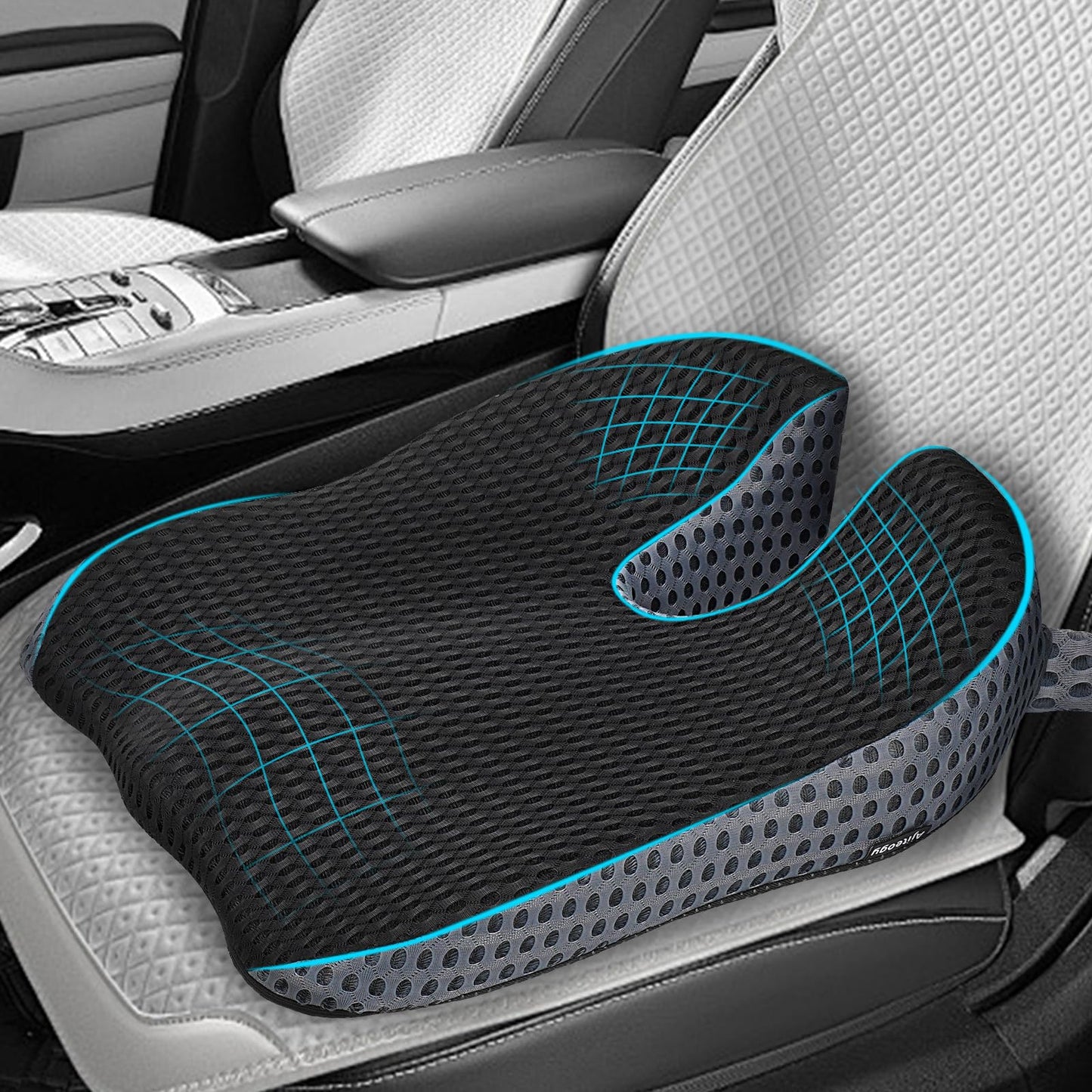Ajiteogy Car Seat Cushion, Memory Foam Car Wedge Seat Cushion for Driving, Height Booster & Posture Support, 4D Mesh Seat Pad with Adjustable Straps - Universal Fit for Vehicle
