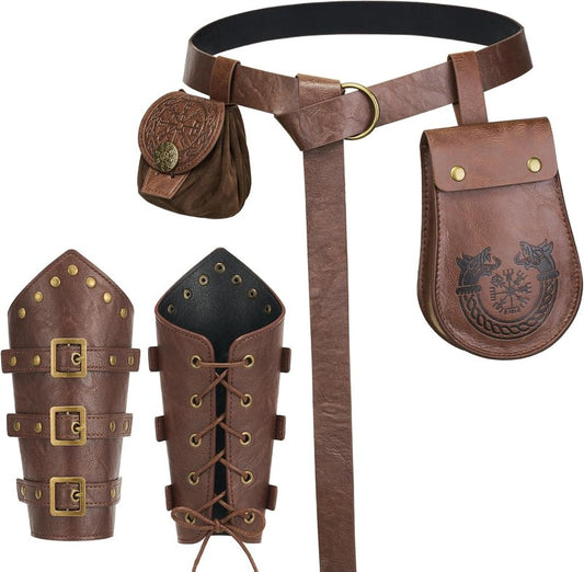 Renaissance Viking Belt Pouch - Leather Coin Purse & Medieval Phone Waist Bag for Cosplay | Halloween LARP