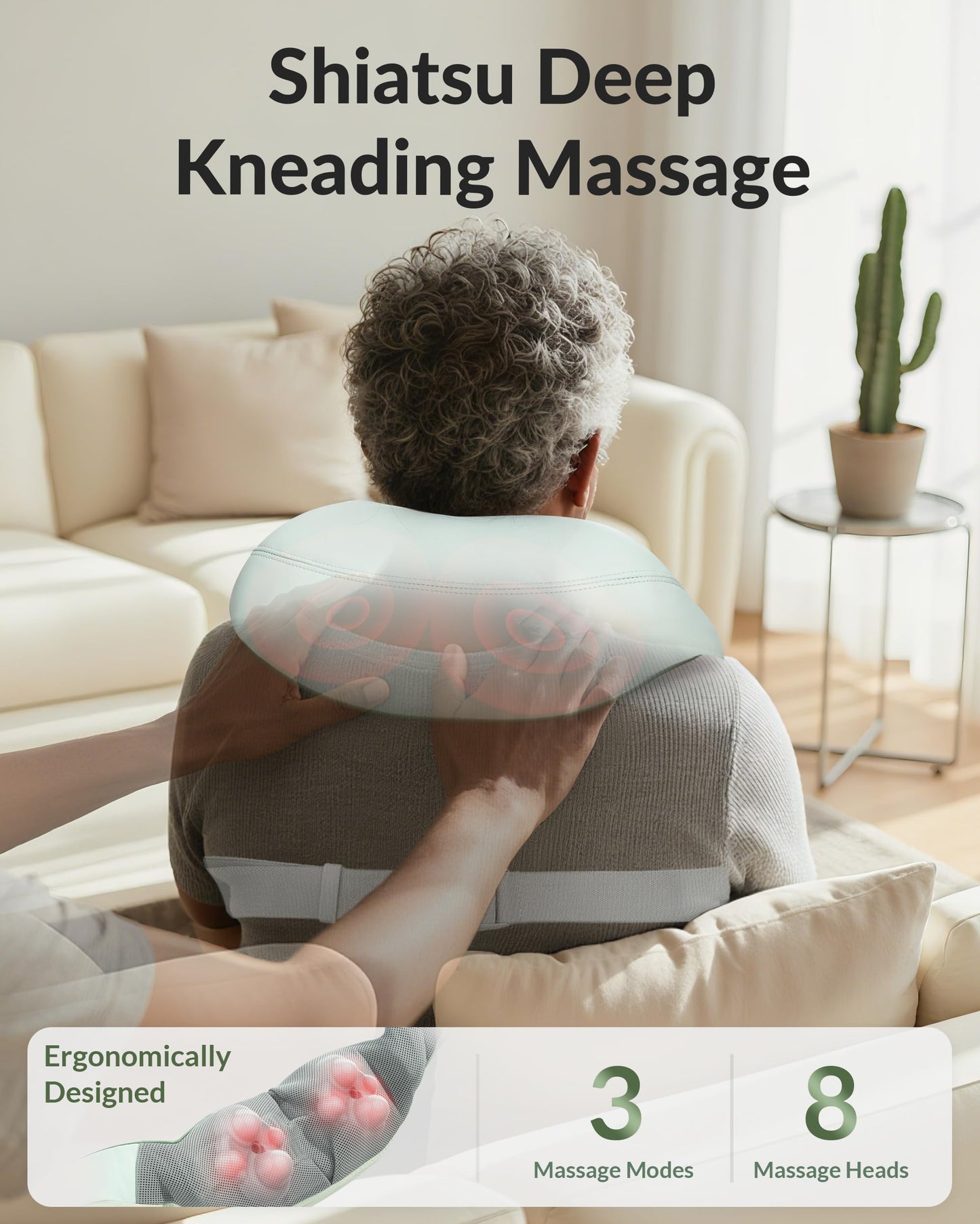 Snailax Cordless Massager - Shiatsu Neck and Shoulder Massager with Heat, Portable, Lumbar, Back Electric Massage Pillow, Christmas Gift