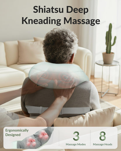 Snailax Cordless Massager - Shiatsu Neck and Shoulder Massager with Heat, Portable, Lumbar, Back Electric Massage Pillow, Christmas Gift