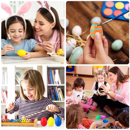 Augshy 14 PCS Plastic Egg Shakers Percussion Musical Egg Maracas Easter Egg Kids Toys (7 Colors)