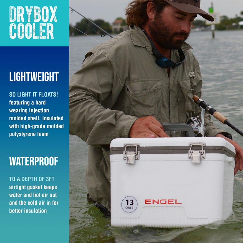 Engel UC19 19qt Leak-Proof, Air Tight, Drybox Cooler and Small Hard Shell Lunchbox for Men and Women in White