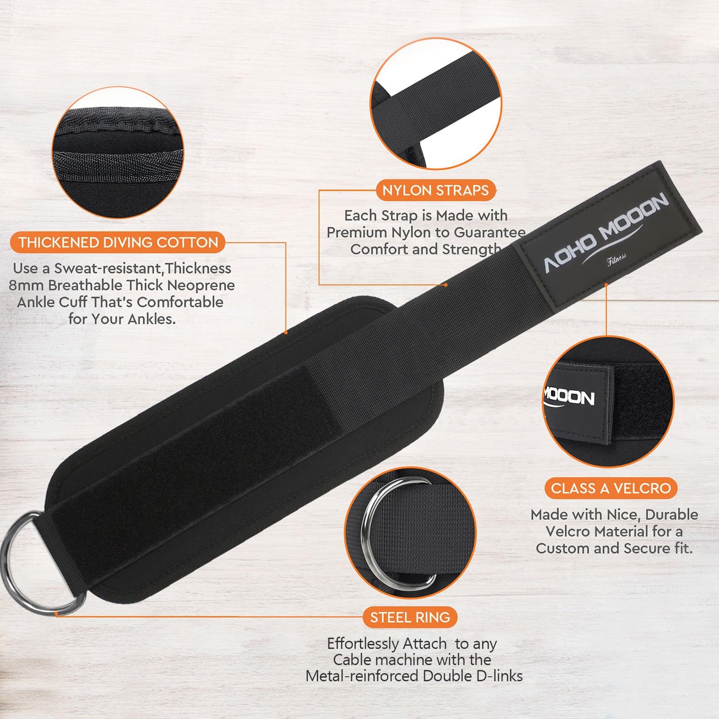 AOHO MOOON (Pair Comfortable Adjustable Ankle Straps for Cable Machines Women