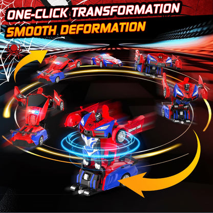 CEGOUFUN Remote Control Car for Boys 4-7, Rc Cars for Boys Age 8-12, One Button Transformation to Robot with Flashing Light 2.4Ghz Transforming Robot Car 1:18 Scale for Kids with 360 Degree Rotation