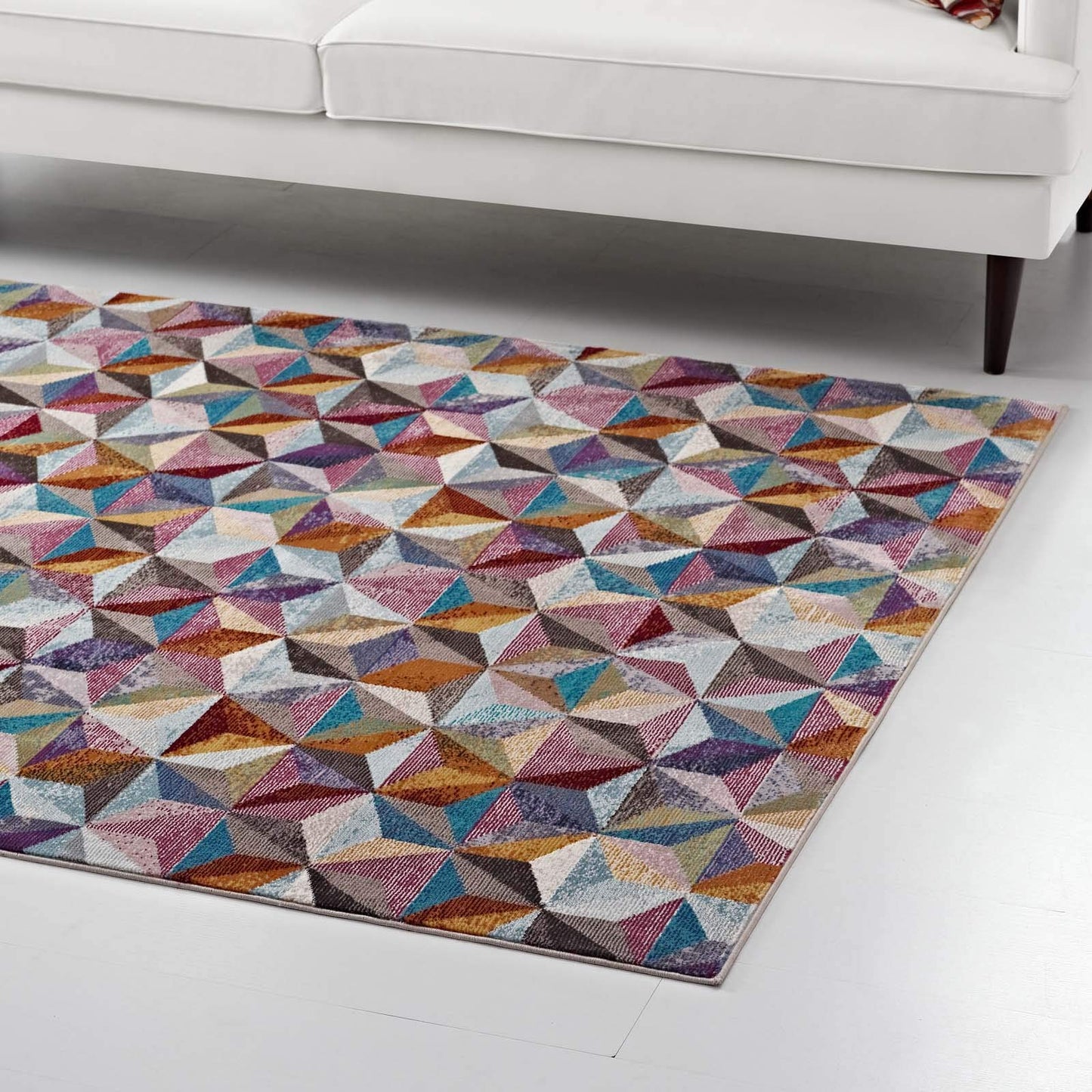 Modway Arisa Colorful Geometric Hexagon Mosaic 4x6 Area Rug in Multicolored