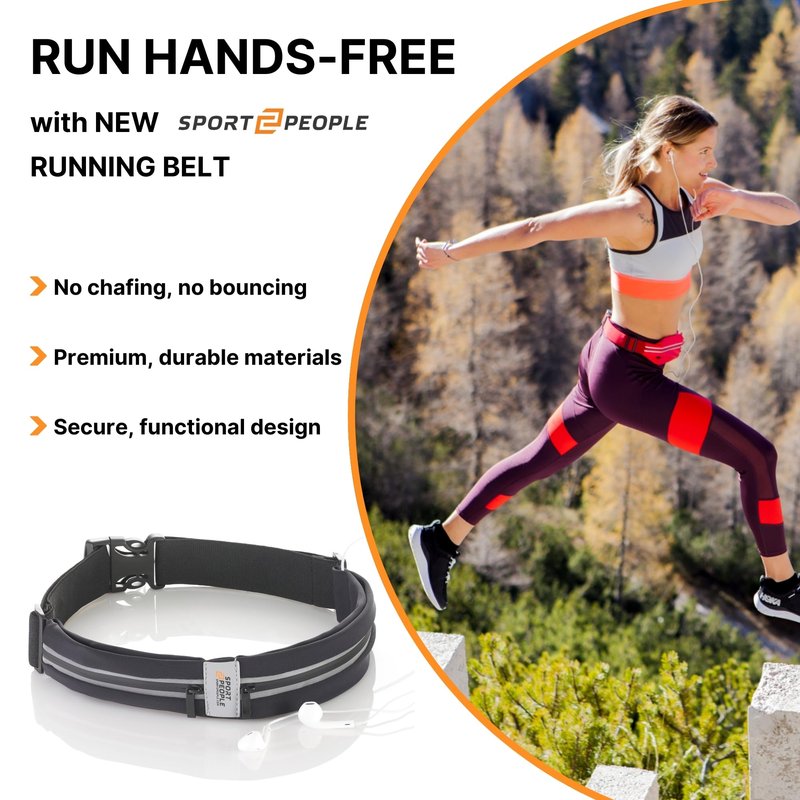 Running Belt for Women and Men, Waterproof Phone Holder for Running, Reflective 2-Pocket Waist Pack for Storing Runner’s Essentials Safely, Running Fanny Pack Fits Most Phones, Adjustable Belt Bag