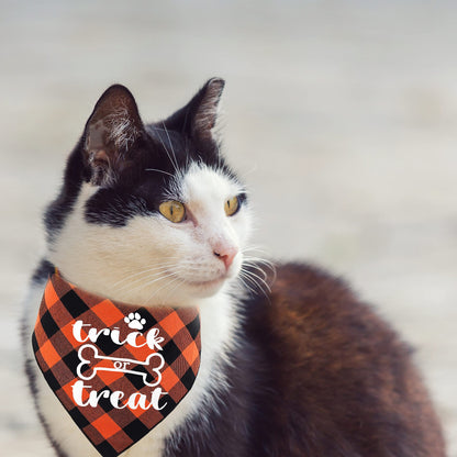 Halloween Dog Bandana, 2 Pack Holiday Cat Buffalo Halloween bib for Small Medium Large Dogs Pets Puppies (Small)
