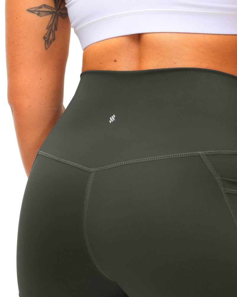 Soothfeel Women's High Waist Yoga Shorts with Side Pockets Tummy Control Running Gym Workout Biker Shorts for Women 3"(Brown, XXL)