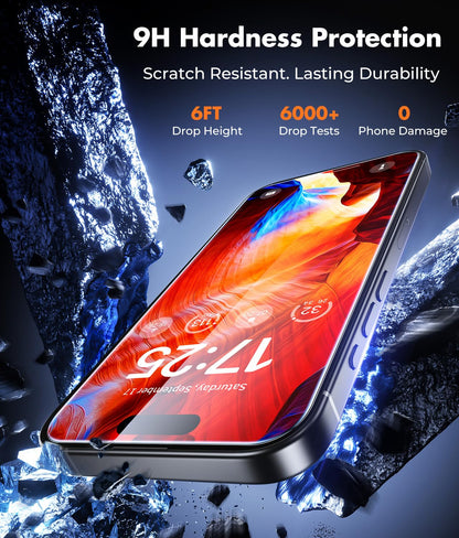 UNBREAKcable 2-Pack Screen Protector for iPhone 16e/13/13 Pro/14, Double Shatterproof Tempered Glass [Easy Installation] [9H Hardness] [99.99% HD] [Case Friendly] for Apple 13 Pro/13/14/16e 6.1 inch