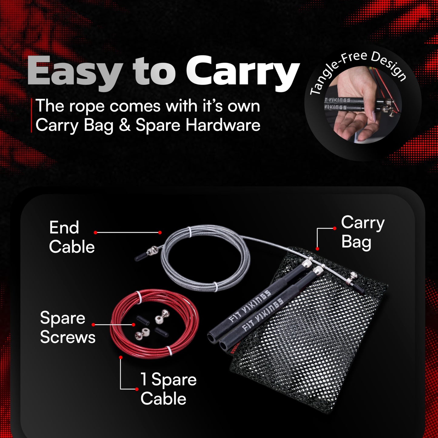 Jump Ropes for Fitness with 2 Jumping Rope Cables - Speed Jump Rope for Men and Women - Adjustable Skipping Rope - Speed Rope for CrossFit, Boxing, Exercise - Indoor and Outdoor Workout Essentials