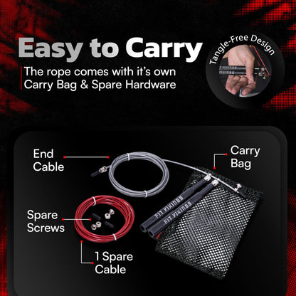 Jump Ropes for Fitness with 2 Jumping Rope Cables - Speed Jump Rope for Men and Women - Adjustable Skipping Rope - Speed Rope for CrossFit, Boxing, Exercise - Indoor and Outdoor Workout Essentials